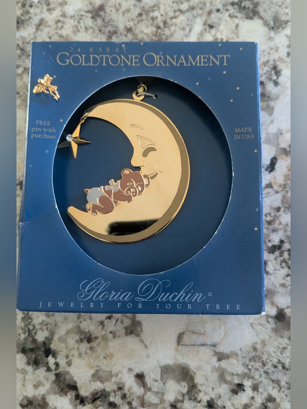 Goldtone Crescent Moon Ornament